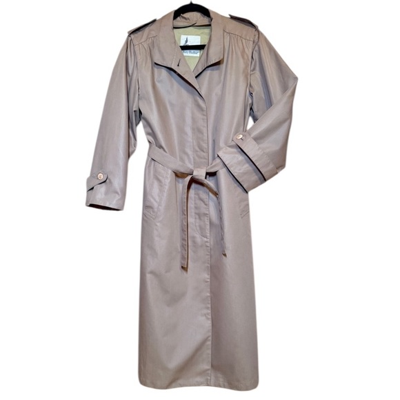 misty harbor Jackets & Blazers - Misty Harbor Belted Beige Trench Coat Pockets Lined Water Resistant Size Large
